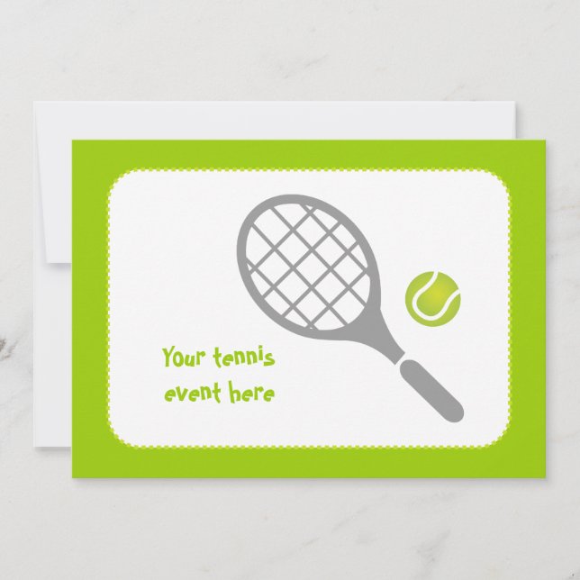 Tennis racket and ball custom invitation (Front)