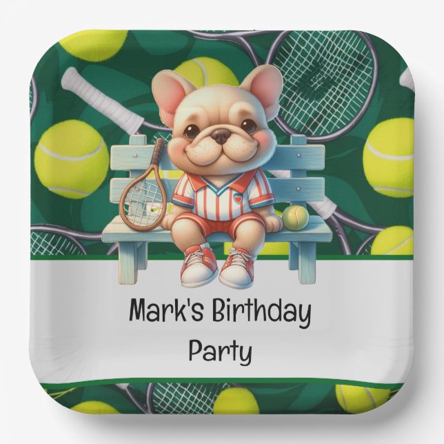 Tennis Racket and Ball for Tennis Lovers Paper Plate (Front)