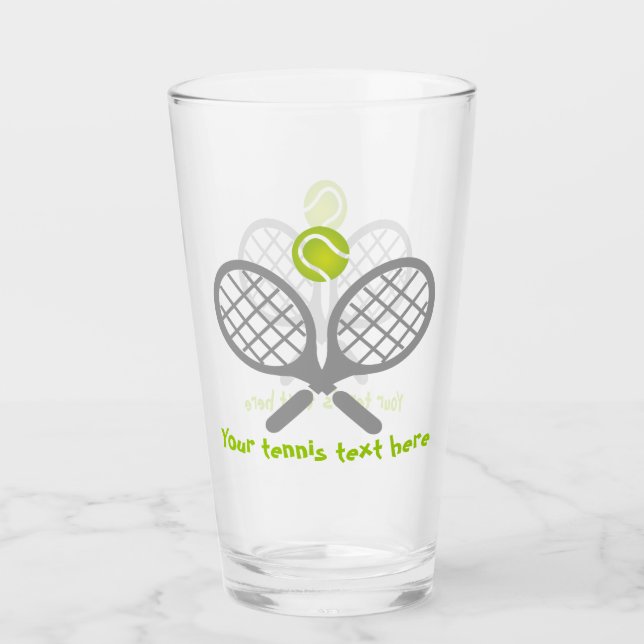 Tennis racket and ball grey and green glass (Front)