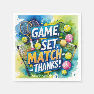 Tennis Racket and Ball on Court Thank you party  Napkin