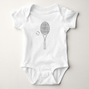 Tennis Racket and Ball Outline Vest Baby Bodysuit