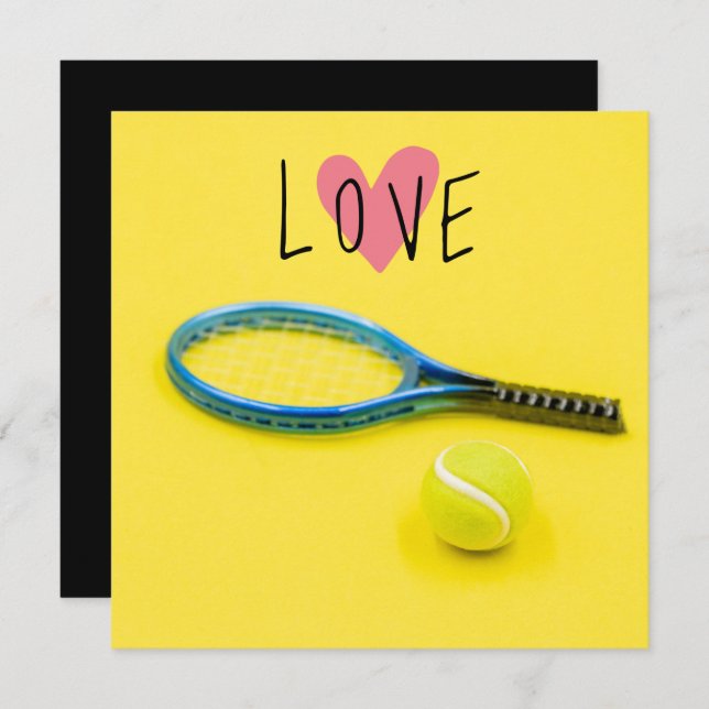 Tennis Racket and Ball with LOVE for Player Card (Front/Back)