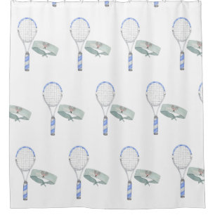 Tennis Racket and head band watercolor   Shower Curtain