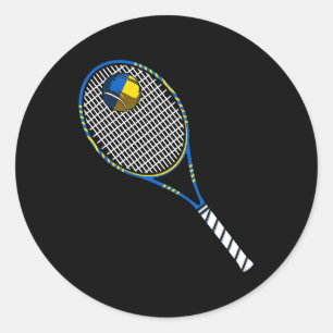 Tennis Racket And Ll Flag Of Ukraine Classic Round Sticker