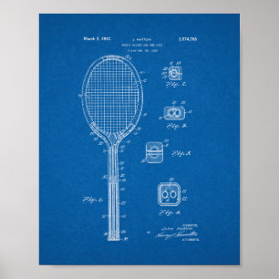 Tennis Racket And The Like Patent - Blueprint Poster