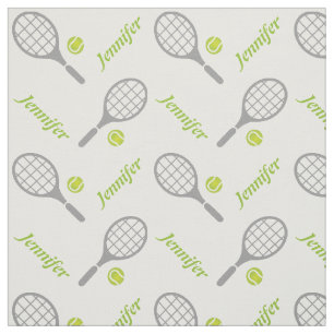 Tennis racket, ball and your name personalised fabric