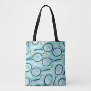 Tennis Racket Ball & Kids Girls Name Pattern Cute  Tote Bag