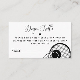 Tennis Racket Ball Sport Baby Shower Diaper Raffle Enclosure Card