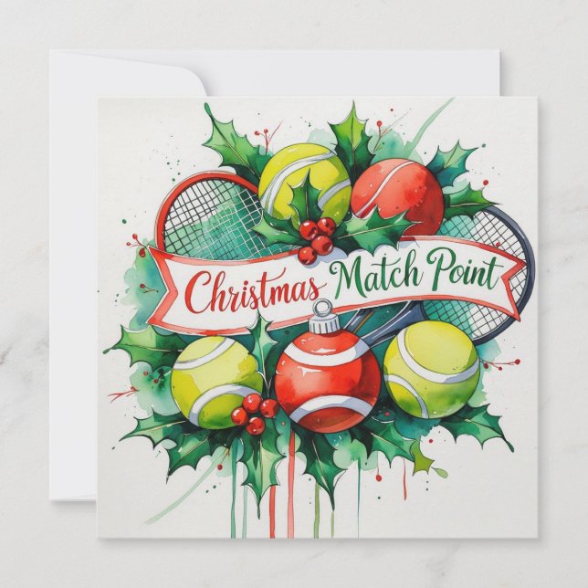 Tennis Racket  Christmas themed Holiday Card (Front)