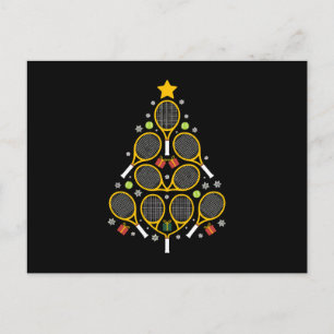 Tennis Racket Christmas Tree Holiday Sports Xmas Postcard