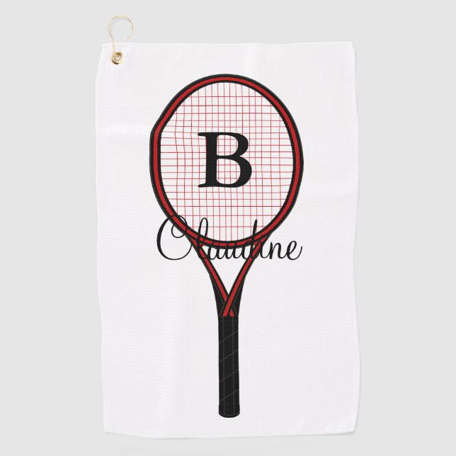 Tennis Racket Design Golf Towel (Front)