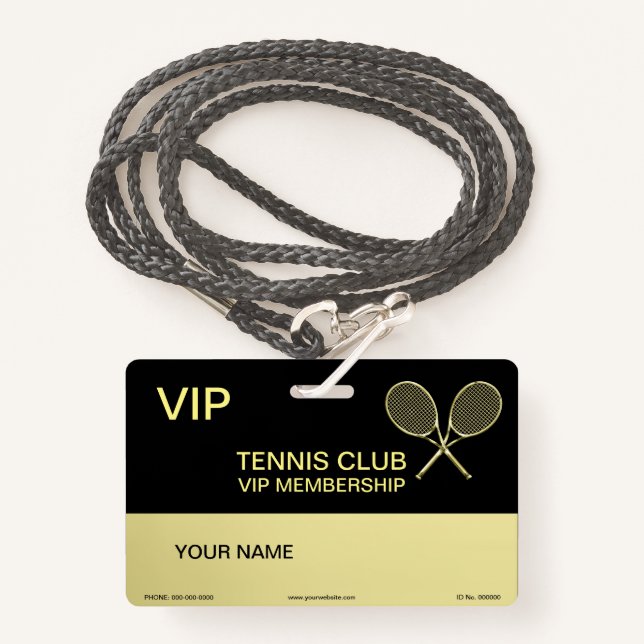 Tennis Racket ID Badge (Front with Lanyard)