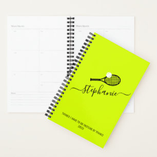 Tennis Racket Monogram Bright Personalised Undated Planner