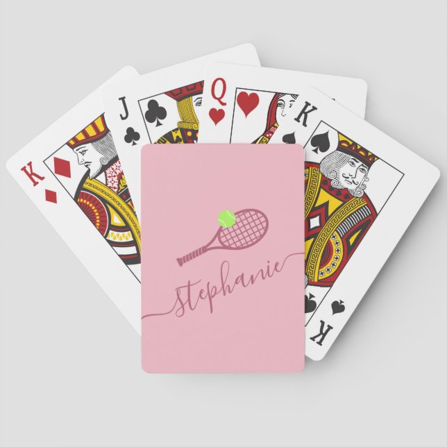 Tennis Racket Monogram Personalised Playing Cards (Back)