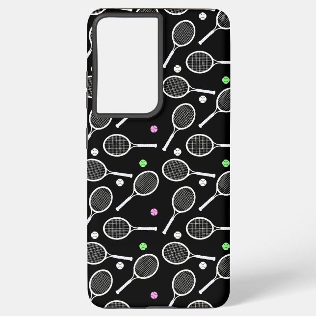 Tennis Racket Pattern Black  Samsung Galaxy S21 Ultra Case (Back)