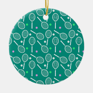 Tennis Racket Pattern   Ceramic Ornament