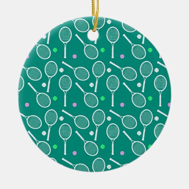 Tennis Racket Pattern   Ceramic Ornament (Front)