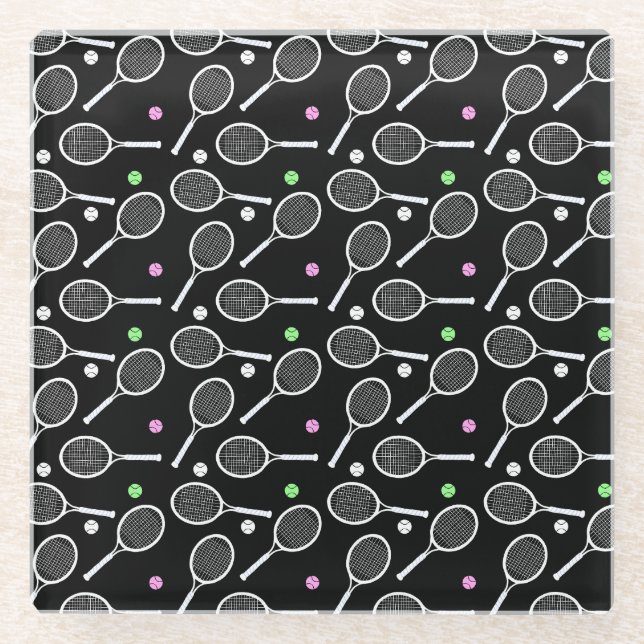 Tennis Racket Pattern    Glass Coaster (Front)