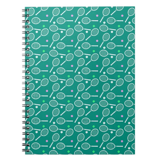 Tennis Racket Pattern  Green  Notebook (Front)