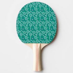 Tennis Racket Pattern Green Ping Pong Paddle