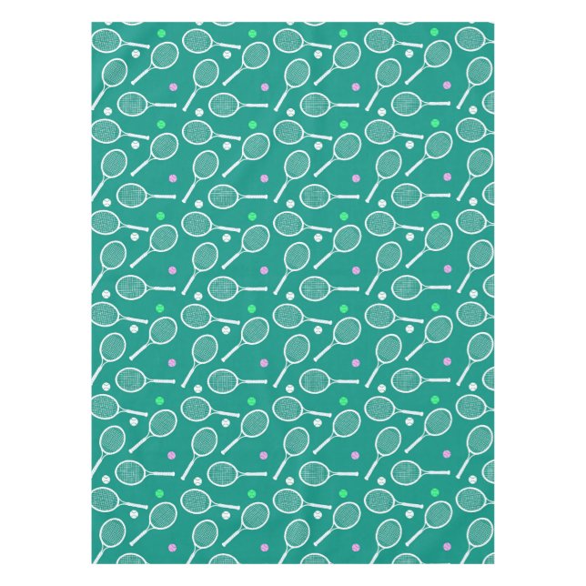 Tennis Racket Pattern  Green   Tablecloth (Front)
