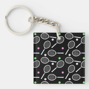 Tennis Racket Pattern  Key Ring
