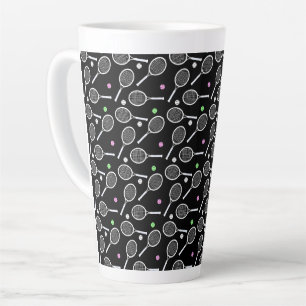 Tennis Racket Pattern Latte Mug