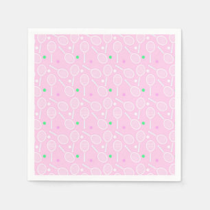 Tennis Racket Pattern Pastel Pink   Napkin