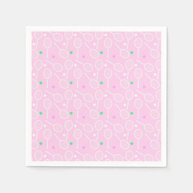 Tennis Racket Pattern Pastel Pink   Napkin (Front)