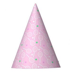 Tennis Racket Pattern Pastel Pink  Party Hat