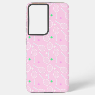 Tennis Racket Pattern Pastel Pink Samsung Galaxy Case