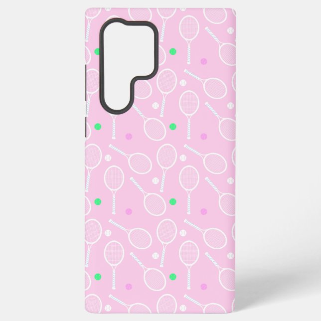 Tennis Racket Pattern Pastel Pink   Samsung Galaxy S22 Ultra Case (Back)