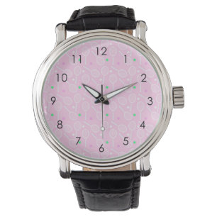 Tennis Racket Pattern Pastel Pink   Watch
