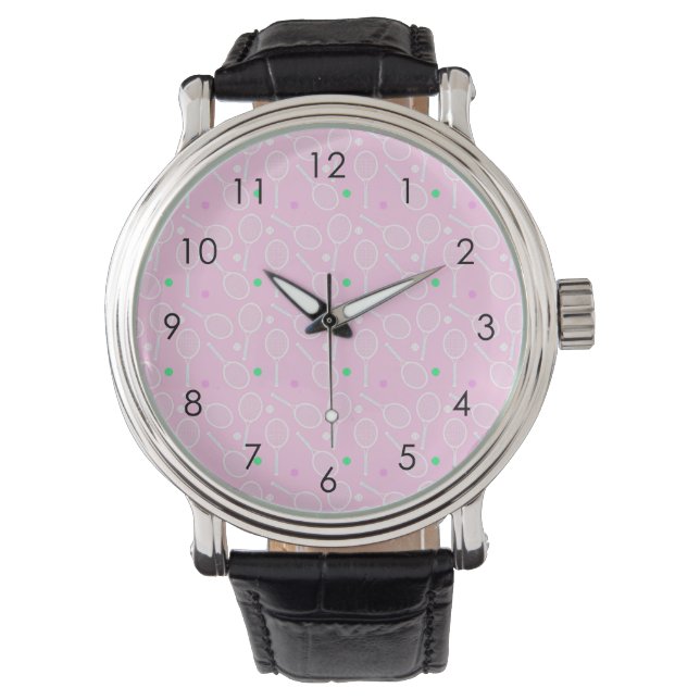 Tennis Racket Pattern Pastel Pink   Watch (Front)
