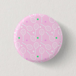 Tennis Racket Pattern Pink 3 Cm Round Badge