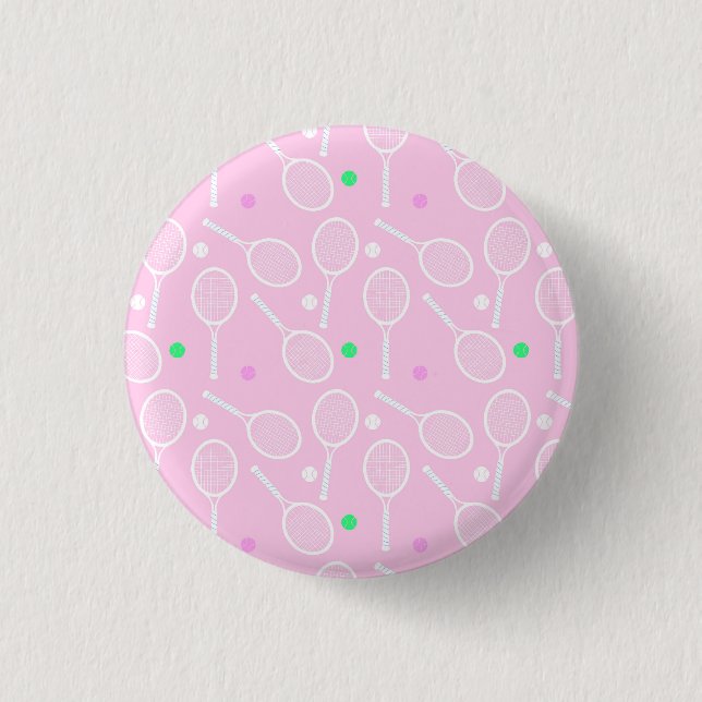 Tennis Racket Pattern Pink  3 Cm Round Badge (Front)