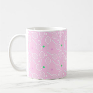 Tennis Racket Pattern Pink Coffee Mug