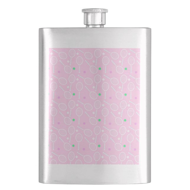 Tennis Racket Pattern Pink   Hip Flask (Front)