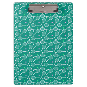 Tennis Racket Pattern Retro Emerald Green Clipboard