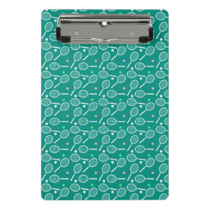 Tennis Racket Pattern Retro Emerald Green Mini Clipboard