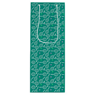 Tennis Racket Pattern Retro Emerald Green Wine Gift Bag