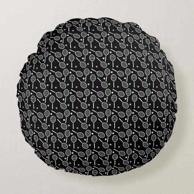 Tennis Racket Pattern  Round Cushion (Front)