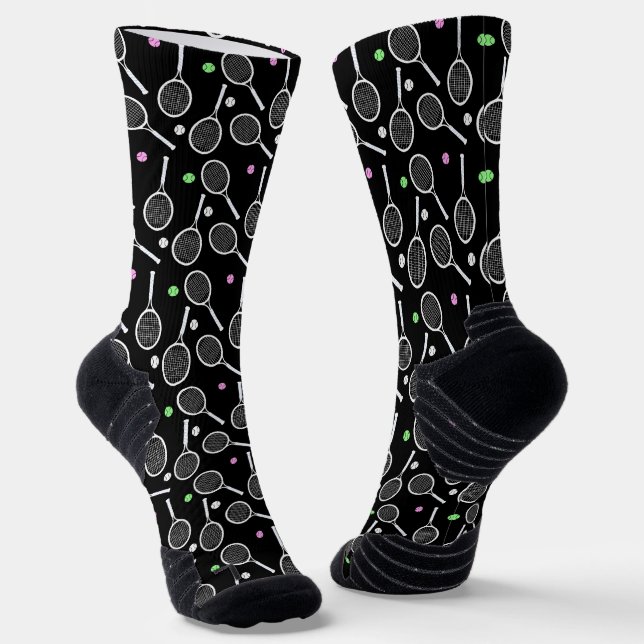 Tennis Racket Pattern  Socks (Angled)