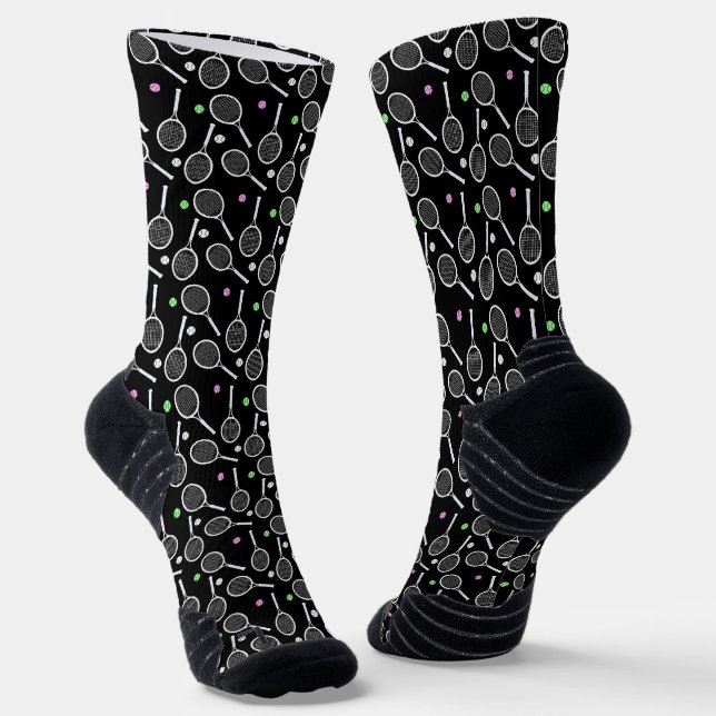 Tennis Racket Pattern  Socks (Angled)