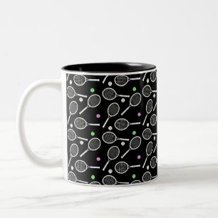 Tennis Racket Pattern Two-Tone Coffee Mug
