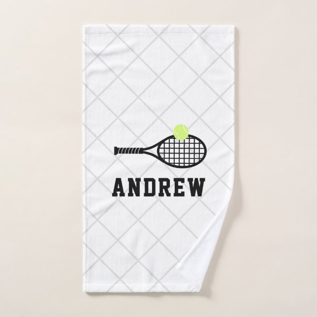 Tennis Racket Personalised Sports Hand Towel (Hand Towel)