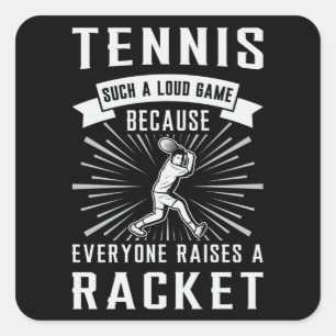 Tennis Racket Player Match Sports Court Funny Gift Square Sticker