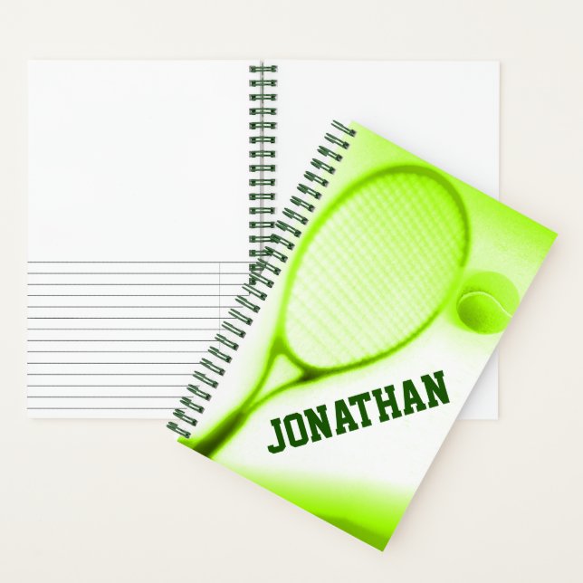 Tennis racket sports named green notebook (Inside)