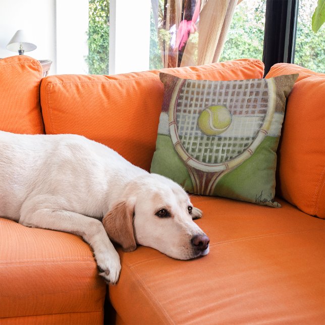 Tennis Racket with Ball Laying on Court Cushion (Creator Uploaded)