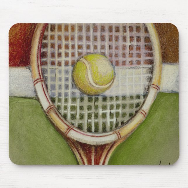 Tennis Racket with Ball Laying on Court Mouse Pad (Front)